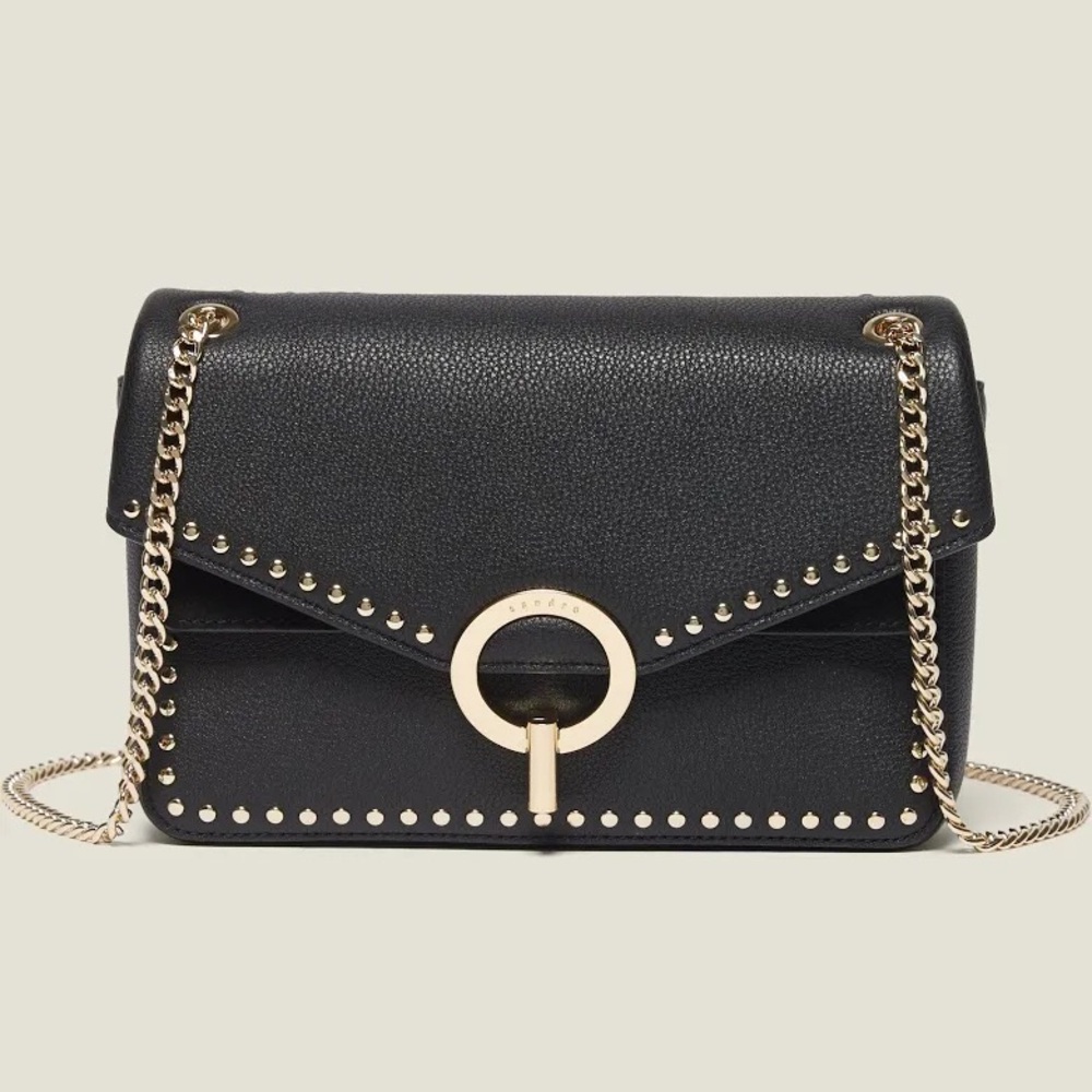 NWT Sandro Black Crossbody Bag with Gold Chain